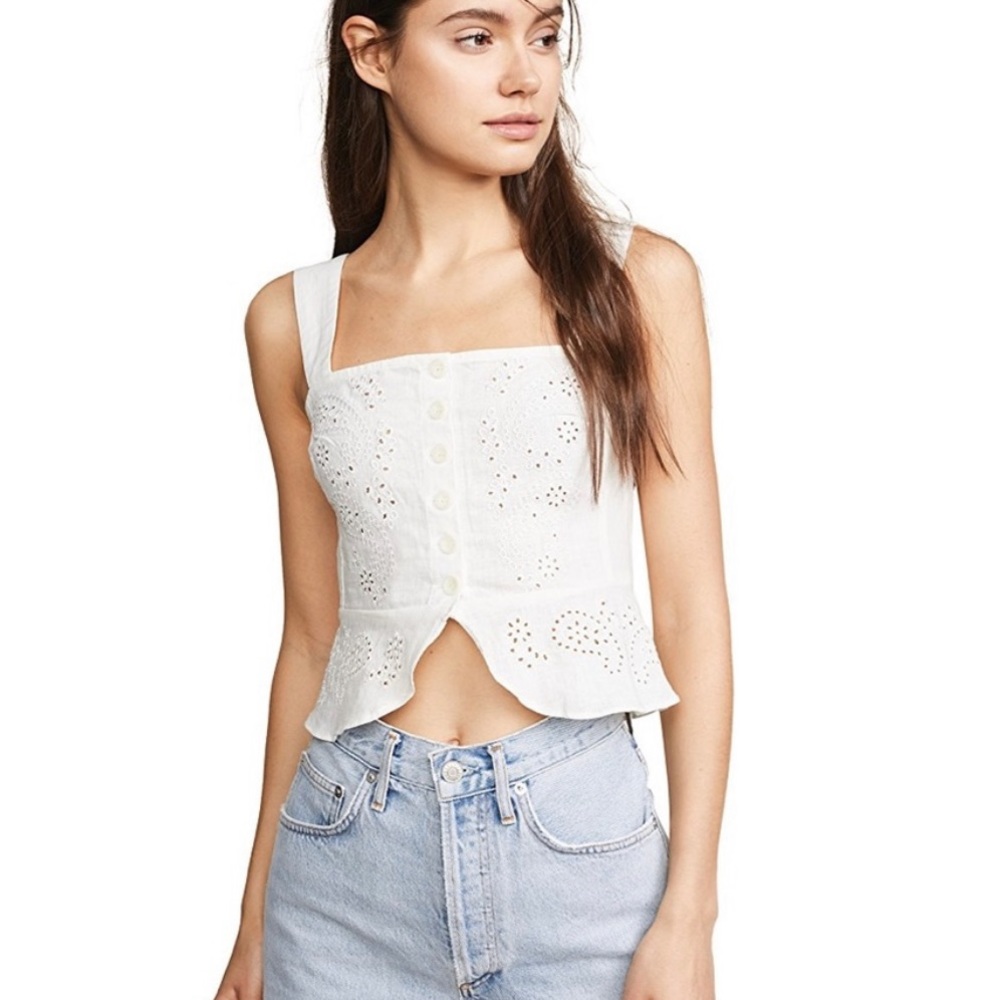 Free People White Eyelet Crop Top